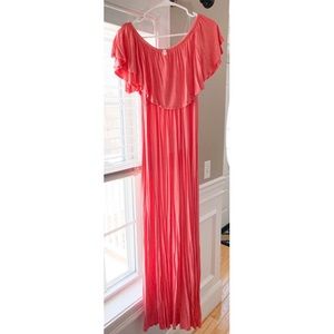 Pinkblush- Coral off the shoulder maternity dress